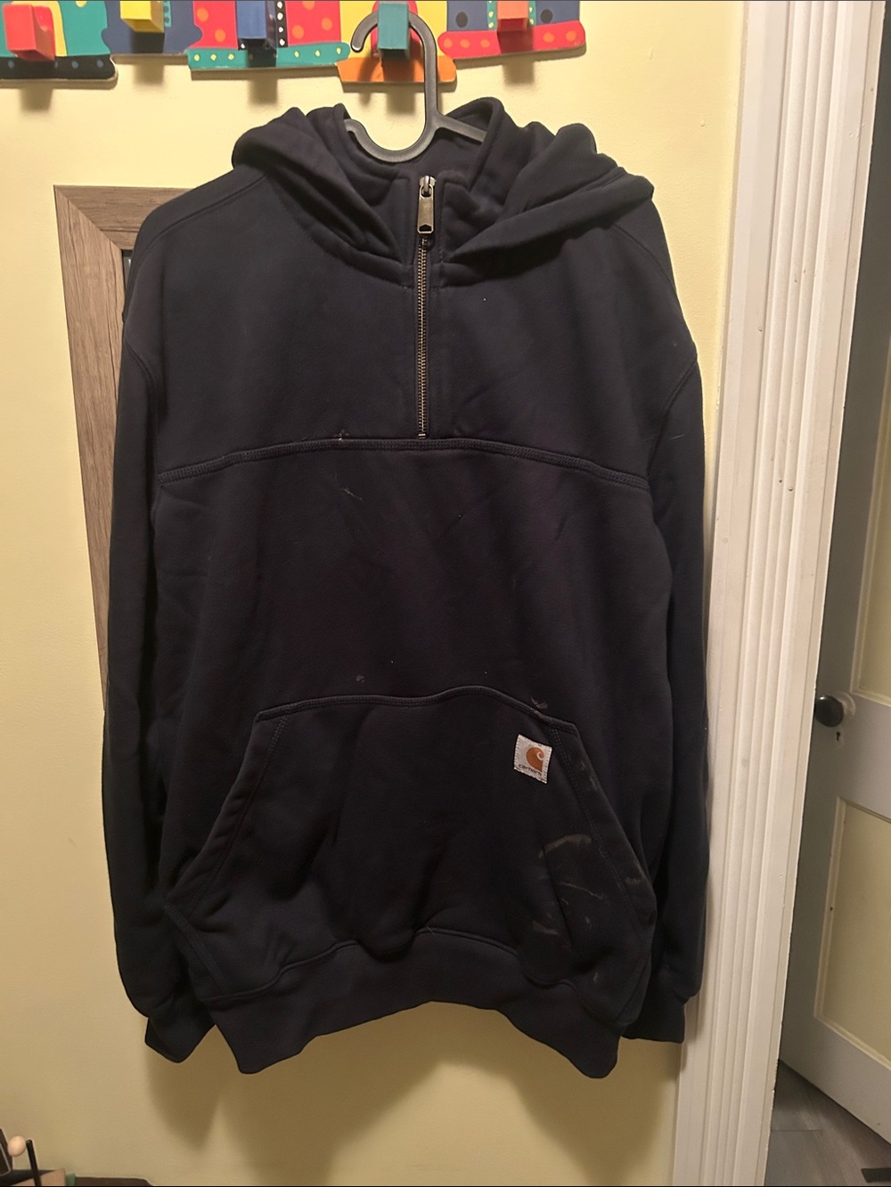 Carhartt Men’s Navy Half-Zip Hooded Work Sweatshirt